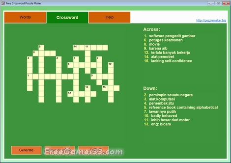 Free Crossword Puzzle Maker 